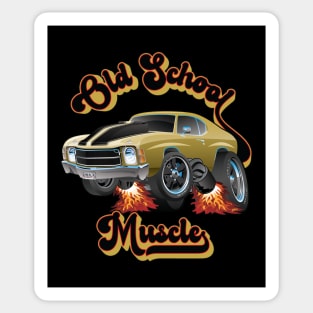 Retro Old School Muscle Car Cartoon Graphic Sticker